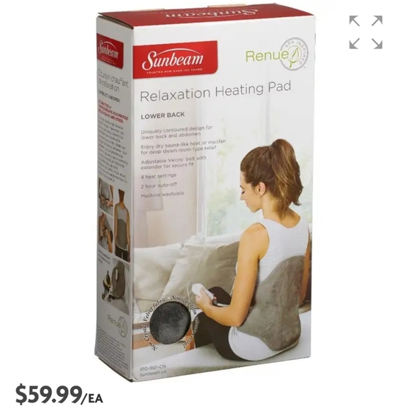 Sunbeam Other - SUNBEAM Lower Back 4 Heat Settings Heating Pad